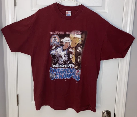 COLORADO AVALANCHE JOE SAKIC NHL 2001 WESTERN CONFERENCE CHAMPIONS T-SHIRT XXL Cover