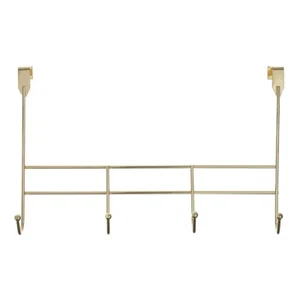 4 Hook Champagne Gold Over Door Storage Rack Hanger Storage Clothes Towels Home - Picture 1 of 1