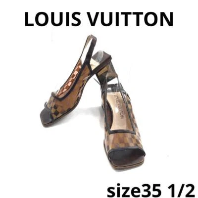Sandálias salto couro vinil Louis Vuitton Damier - Imagem 1 de 4