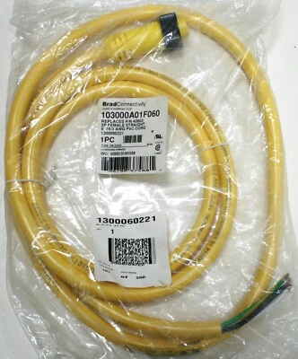 Brad Woodhead 103000A01F060 Replace P/N 40902 3P Female Straight 6' 16/3 AWG PVC - Image 1 of 3