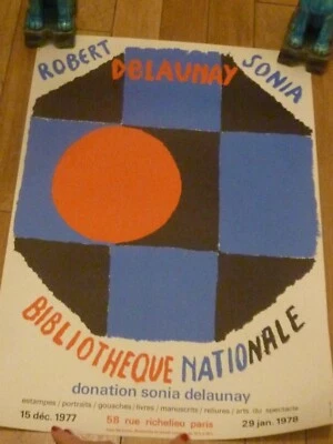 ROBERT SONIA DELAUNAY AFFICHE ORIGINALE BIBLIOTHEQUE NATIONALE DONATION1977/78 - Photo 1/3