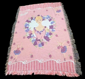Vintage Northwest Barbie gewebter Wandteppich Überwurf Decke rosa Ballett Made in USA - Bild 1 von 10