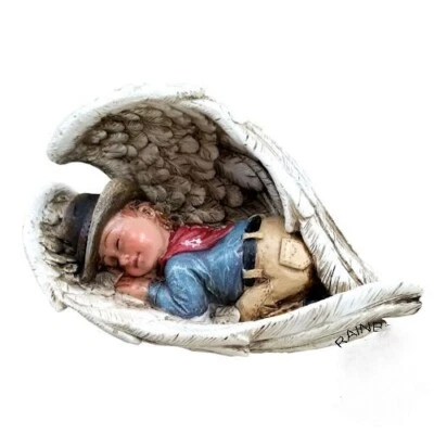 Vaquero durmiendo en alas de ángel 3x5x3 pulgadas nueva decoración resina Foto 1 de 3
