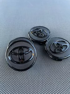 TOYOTA SET OF 4 BLACK 57mm/2.44in Wheel Center Caps - Picture 1 of 11