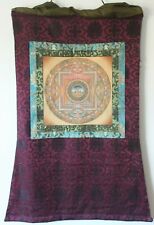 LATE 20TH CENTURY BUDDHA MANDALA THANGKA WITH BROCADE  FOUNDED IN LHASA, TIBET.
