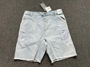 Girl Size 9-10 Cotton On Kids Distressed Straight Fit Short Bells Light Blue NWT - Picture 1 of 14