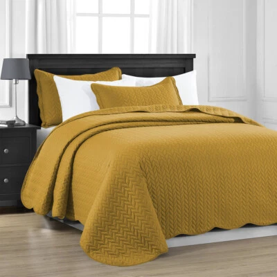 Juego de colcha acolchada en relieve de 3 piezas doble queen king size cubre cama Foto 1 de 4