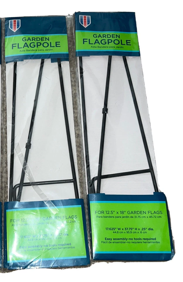 Lote de 2 postes de bandera de jardín de metal de Wincraft | 18"x 38” | Fácil montaje sin herramientas Foto 1 de 4