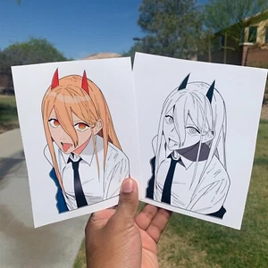 Power Chainsaw Man Anime vinyl Sticker Car Decal 2.8wx5.3h Denji Makima Zero Two - Picture 1 of 3
