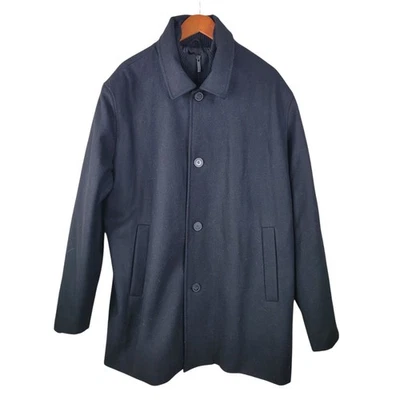 Kenneth Cole Reaction Jacket Men's Size XXL Wool Blend Full Zip Pea Coat Black - Изображение 1 из 4