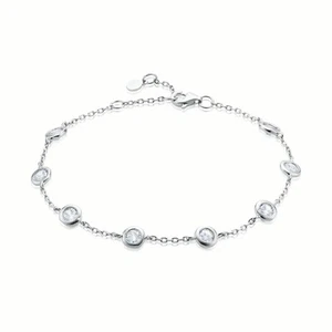 Zamel's Sterling Silver 19cm Cubic Zirconia Bracelet Women's Jewellery - Picture 1 of 1