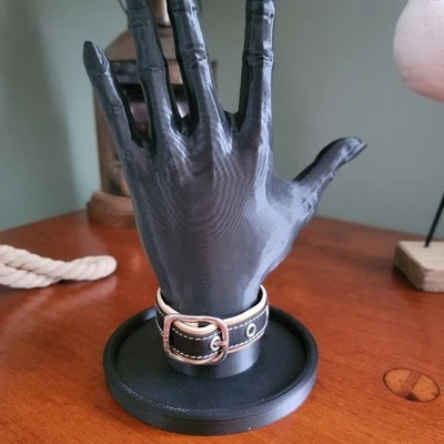 Coach Y2K Black Tan Leather Wrap Bracelet Sterling Silver 925 Buckle Bracelet - Image 1 of 4