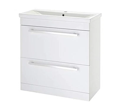 VEEBATH Basin Vanity Unit Free Standing Mid Edge Sink Cabinet Flat Pack White 800mm
