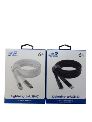 Mix of 5 Just Wireless 6 Ft. Braided USB C to iPhone Cable Fast Charger - Image 1 of 4