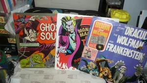 3  LPs Halloween Story of Dracula Wolfman Frankenstein Ghost Sounds Monster Mash - Picture 1 of 10