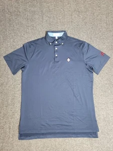 Polo Peter Millar Performance Uomo M Blu P Logo Parchi Caffè Golf Camicia Nuova con etichette - Foto 1 di 10