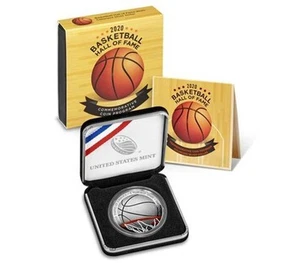 2020-P $1 Basketball Hall of Fame Colorized Silver Dollar Box, OGP & COA (20CN) - Bild 1 von 3