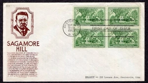1953 Sagamore Hill (Scott 1023) Blk/4 - Brown Anderson FDC TD710 - Picture 1 of 1