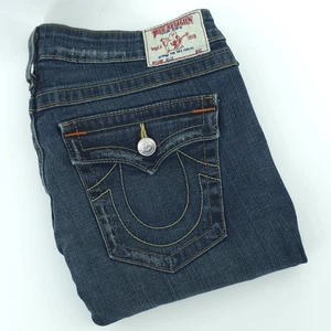True Religion Billy Blue Denim Jeans Womens 31 Straight Flap Pocket Stretch - Picture 1 of 14