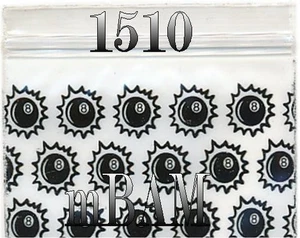 100 PACK Black on White 8-BALL 1510 Apple Zip Baggies 1.5X1.0" Mini POLYBAGS - Picture 1 of 10