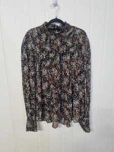 WITCHERY size 16 colourful floral high neck long balloon sleeve chiffon blouse - Picture 1 of 8