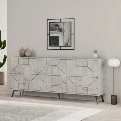 DUNE Console 181 cm 6 Door Sideboard with Metal Legs - Image 1 of 4