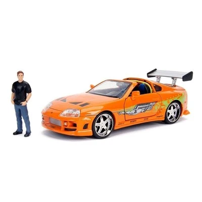 Toyota Supra 1995 fundido a presión Jada 1:24 con figura de Brian O'Conner, hombres Foto 1 de 4