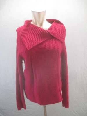 Norm Thompson Size M Womens Red 100% Wool Collared Cute Warm Knit Sweater 845 - Image 1 of 4