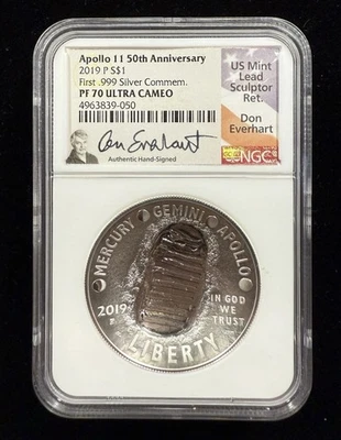 2019-P $1 Apollo 11 50th Anniversary Proof Silver Dollar NGC PF70 UCAM Item#262 - Image 1 of 4