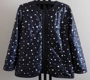 Chico’s Zenergy Women’s Size 4 Quilted Polka Dot Jacket Black White Zip Front - Picture 1 of 2