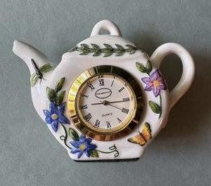 Vintage Portmeirion Botanic Garden Miniature Teapot Clock | Cottagecore Trinket - Picture 1 of 9