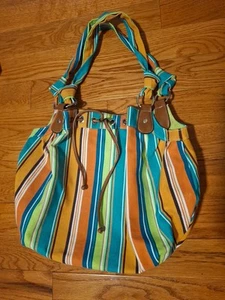 Croft Barrow Bag Tote Purse Multicolor Striped Beach Statement - Picture 1 of 10