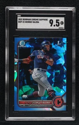 2022 Bowman Sapphire Edition Chrome Prospects George Valera SGC 9.5 Mint+ - Image 1 of 2