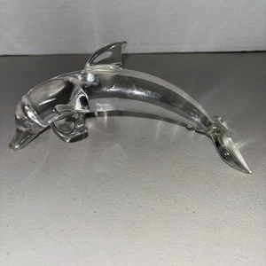 Frabel Glass Dolphin Crystal Clear Hand Blown Glass Arched Dolphin - Picture 1 of 6