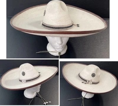 Vintage Authentic Mexican Sombrero LA PERLA DE OCCIDENTE Handmade Palm - Image 1 of 4
