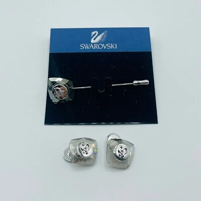 $100 New Swarovski Gray Crystal with Pendant Cuff Links 894465 - Image 1 of 3