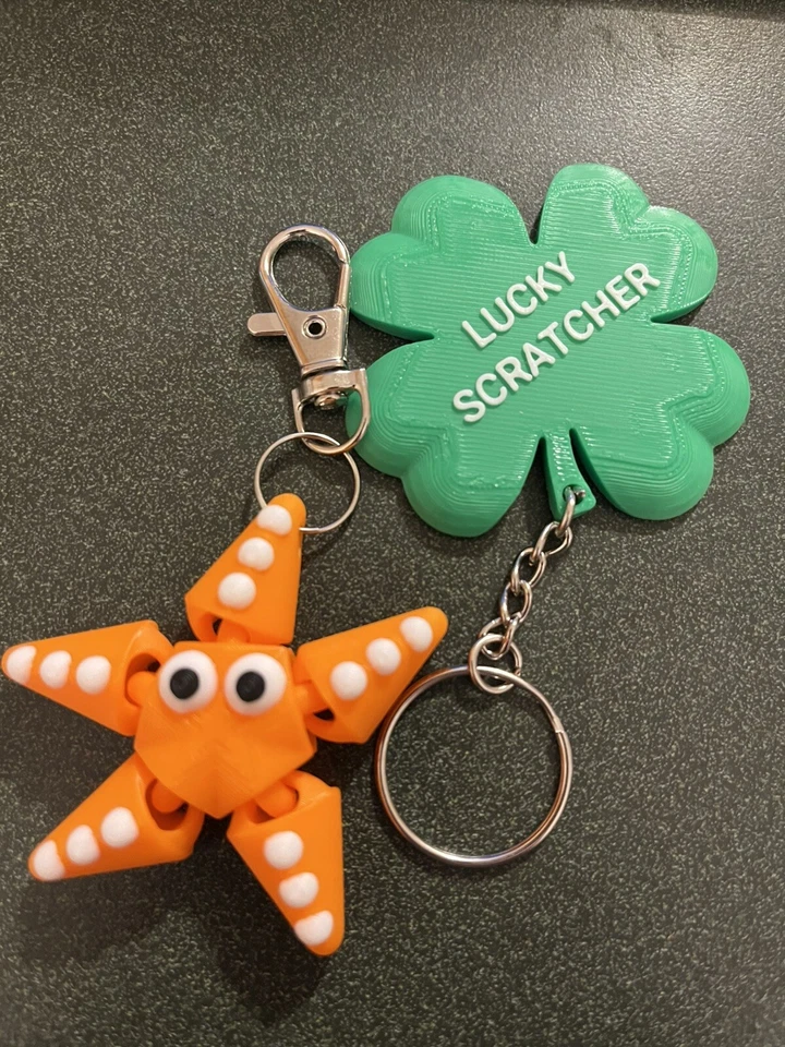 Llavero Good Luck Charm - Rascador de lotería de cuatro hojas con llavero de estrella de mar adicional Foto 1 de 1