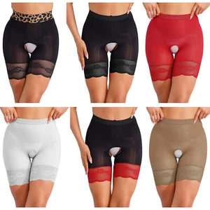 Women Mesh Lace Elastic Waist Boyshorts Underwear Crotch Full Coverage Briefs - Picture 1 of 75