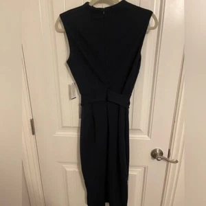Sleeveless Alexia Admor Fara Dress Navy Blue Midi Sheath Tie Belt women’s 4 NWT - Picture 1 of 10