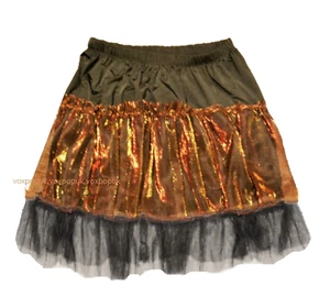 GONNA SOTTOVESTE RETE BRONZO METALLIZZATO E NERO GALLINA ABITO FANTASIA 12" UK vita a 28" - Foto 1 di 3
