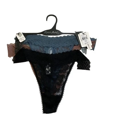 New Carrie Amber Intimates Women's 3 Pack Lace Thong Black Mauve Blue Size 3X - Image 1 of 3