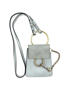 Chloe Faye Bracelet Mini Light Blue Leather Shoulder Crossbody Bag Women COA - Picture 1 of 12