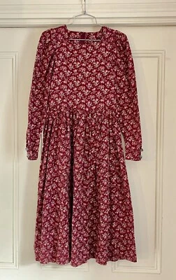 Vestido Laura Ashley Vintage Años 80 Borgoña Floral Hombro Abullonado Pradera Reino Unido 10 EE. UU. 8 Foto 1 de 4