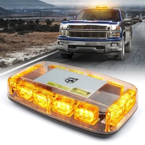 72W Yellow Amber LED Strobe Beacon Lights Car Truck Emergency Hazard Warning - Picture 1 of 7