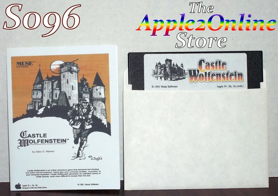 ✅ 🍎 Castle Wolfenstein - Nuevo Disco 5.25 + Manual Impreso para Apple IIe IIc IIGS Foto 1 de 1