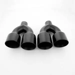 Puntas de tubo de escape de acero inoxidable cuádruples de 4" de 2,5" en negro escalonadas - Imagen 1 de 7