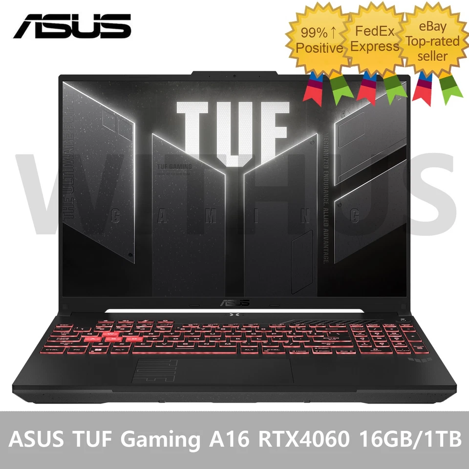 ASUS TUF Gaming A16 16" FA607PV-QT059 RTX 4060 16GB/1TB R9-7845HX FreeDOS Laptop - Image 1 of 4