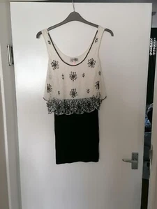Ladies Lipsy London Dress with Lace Effect Vest Over-Top - Size 8, Eur 34 - - Picture 1 of 5