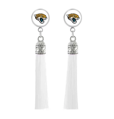 Jacksonville Jaguars Earrings, Tassel Dangle Earrings, Stainless Steel Cover