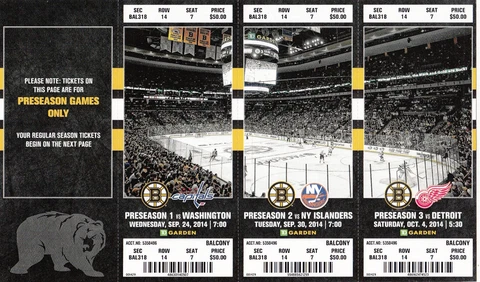 2014-15 BOSTON BRUINS SEASON TICKET STUB PICK YOUR GAME DROPBOX CHARA LUCIC RASK Cover